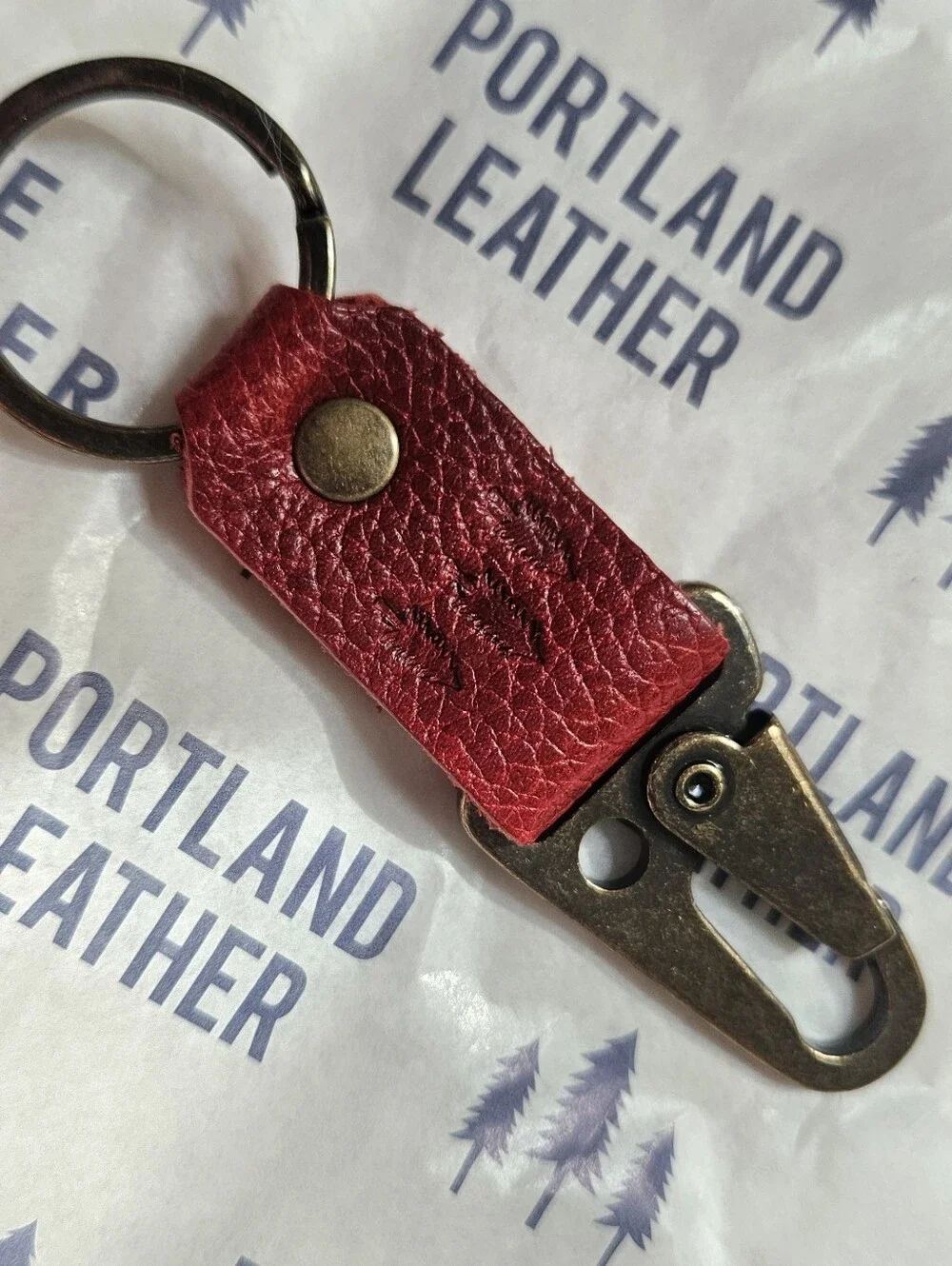 Unicorn Portland Leather Goods Keychain In Chili Red